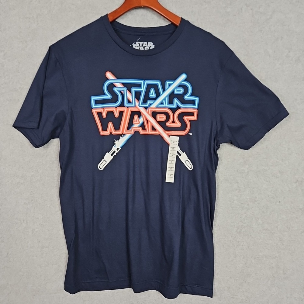 Star Wars‎ Light Sabers Logo T-shirt Navy Blue Men's Size Med New